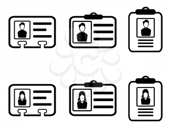 isolated id card icons on white background 