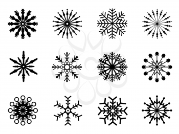 isolated snowflake icons set from white background