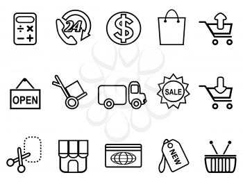 isolated shopping line icons set from white background