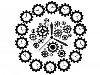 isolated black gear clock on white background