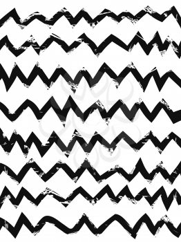 the grungy background of black hand drawn zig zag patterns