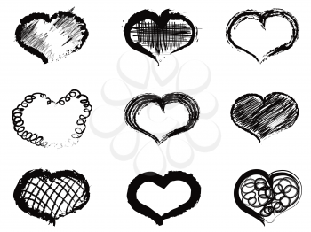 the sketch and doodle style of abstract heart icons