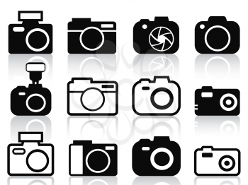 isolated camera icons set from white background