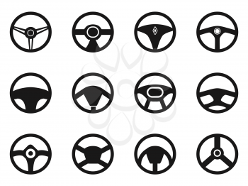 isolated steering wheel icons set from white background