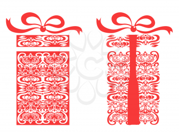 isolated red stylized gift box on white background