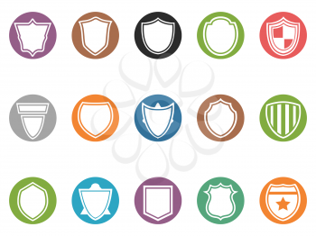 isolated shield round buttons icon set from white background