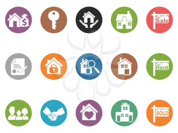isolated real estate button icons from white background