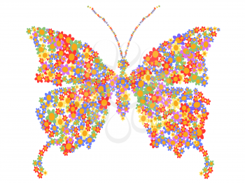 isolated butterfly shape filled with colorful flowers
