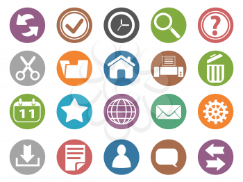 isolated interface and toolbar buttons icon set from white background