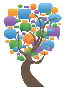 isolated color speech bubbles tree on white background