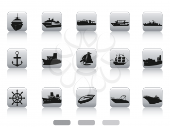 isolated ship boat icon buttons set on white background