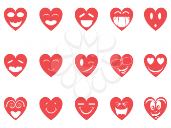 isolated heart smiley icons set from white background