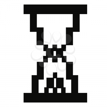 isolated black pixel hourglass on white background