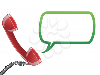 isolated Telephone receiver and speech bubble from white background