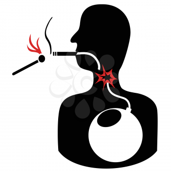 isolated the concept of unhealthy cigarette smoke bomb on white background