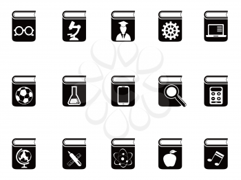 isolated black book icons set from white background