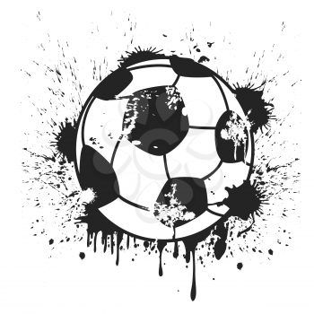 isolated grungy black soccer ball from white background