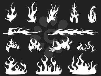 isolated abstract white fire patterns on black background