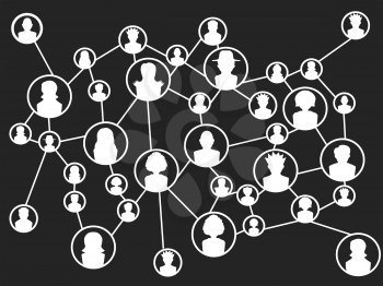 the white global social network on black background
