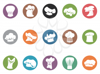 isolated chef hat round button icons from white background