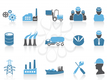 isolated blue color series industry icons set on white background 