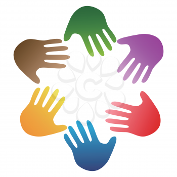 isolated color hands around logo on white background