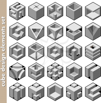 Royalty Free Clipart Image of a 3D Cube Set