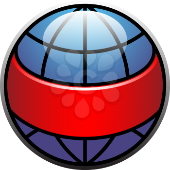Royalty Free Clipart Image of a Globe With a Red Band