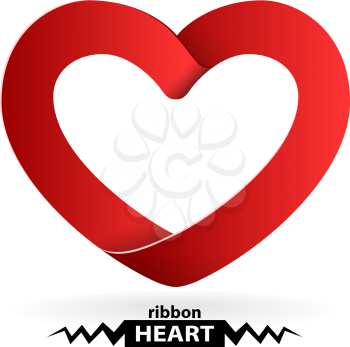 Royalty Free Clipart Image of a Ribbon Shaped Into a Heart
