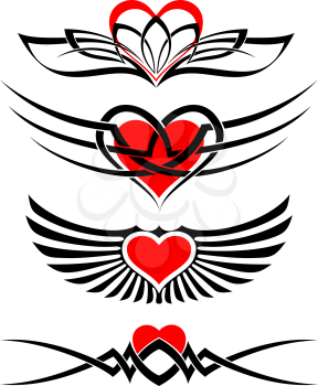 Royalty Free Clipart Image of Heart Tattoos