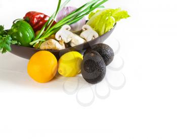 assorted fresh vegetables and fruits, base for a healty diet and nutruition