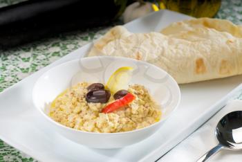 fresh homemade Badingian mutabbal Baba Ghanoush,traditional middle eastern dish