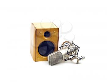 speaker and microphone on white background