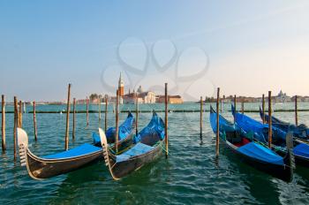 Venice Italy Gondolas on canal , most famous boat 