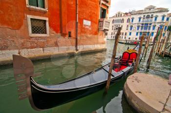 Venice Italy Gondolas on canal , most famous boat 