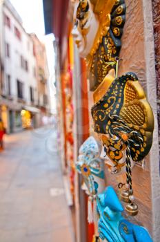 Venice Italy souvenir shop with carnival masks 