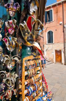 Venice Italy souvenir shop with carnival masks 