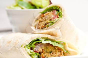 falafel pita bread roll wrap sandwich traditional arab middle east food