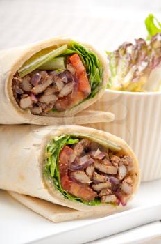 kafta shawarma chicken pita wrap roll sandwich traditional arab mid east food