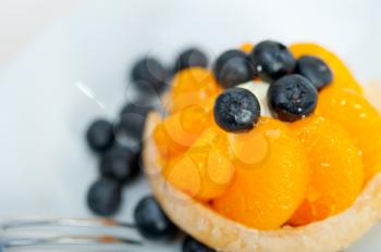fresh blueberry and tangerine orange cream cupcake homemade closeup macro