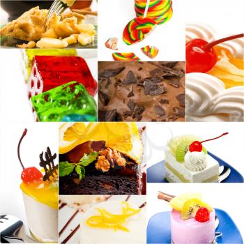 dessert cake and sweets collection collage bright mood