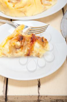 fresh baked  homemade rustic pears pie macro closeup 