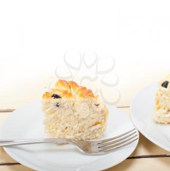 fresh home baked blueberry bread cake dessert over white wood table