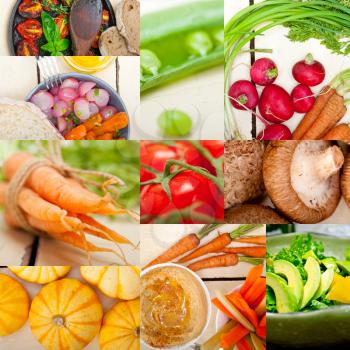 fresh hearthy healthy vegetables selection food collage composition 