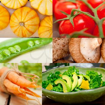 fresh hearthy healthy vegetables selection food collage composition 
