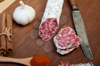 Italian salame cured sausage