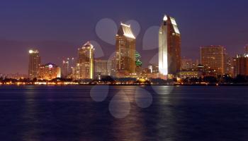 Royalty Free Photo of the San Diego Downtown Skyline At Night