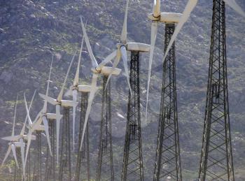 Royalty Free Photo of Wind Turbines Near Palm Springs