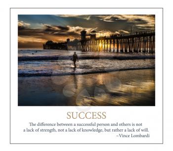 Royalty Free Photo of a Surfer Leaving the Water