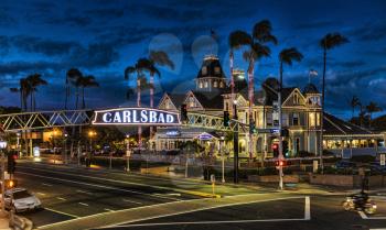 Royalty Free Photo of Charming Carlsbad California at night. 